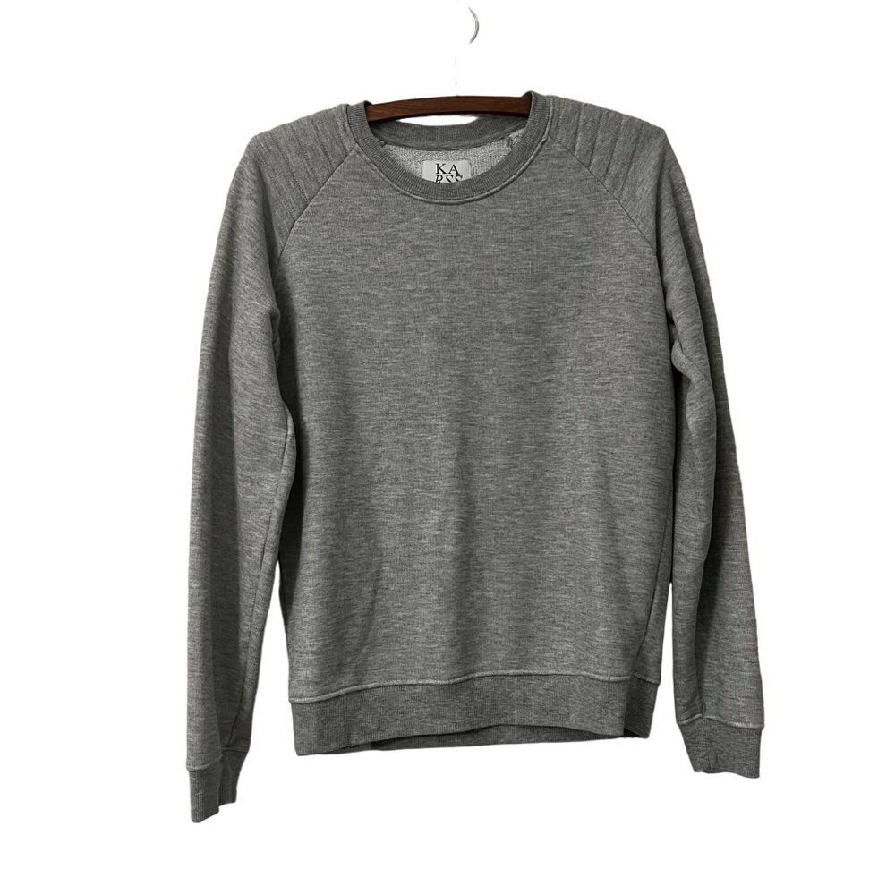 Zoe Karssen Gray Quilted Shoulder Pullover Sweatshirt Womens Size Medium